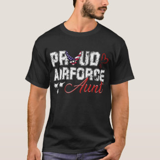 空軍誇りを持ったおばさん米国ハート軍隊女性 Tシャツ