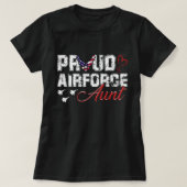 空軍誇りを持ったおばさん米国ハート軍隊女性 Tシャツ (デザイン正面)