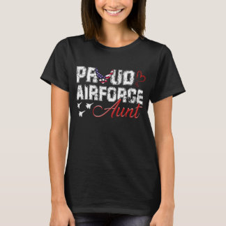 空軍誇りを持ったおばさん米国ハート軍隊女性 Tシャツ