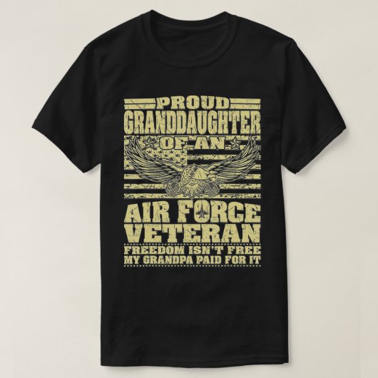 空軍誇りを持った退役軍人自由Iの孫 Tシャツ (デザイン正面)