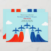 空軍赤と青のウェルカムホームパーティー 招待状 (正面/裏面)
