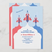 空軍赤と青のウェルカムホーム 招待状 (正面/裏面)