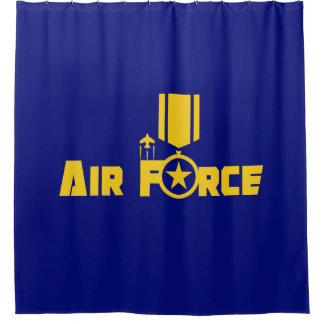 空軍軍隊スター金ゴールド シャワーカーテン