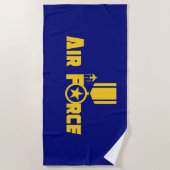 空軍軍隊スター金ゴールド ビーチタオル (正面)