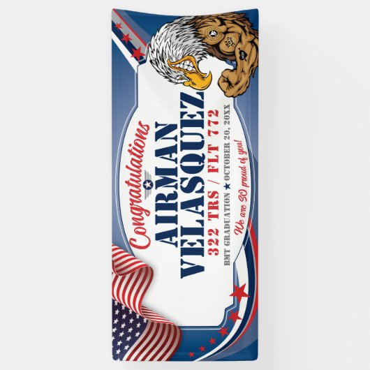 空軍BMT卒業320 TRSイーグルズ軍隊 横断幕 (縦)