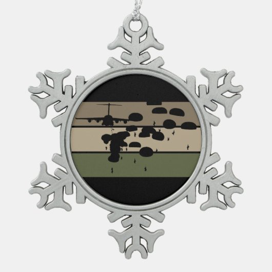 空輸のジャンプ スノーフレークピューターオーナメント (正面)