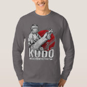 空道の武術 - ファイターと漢字デザイン Tシャツ (正面)