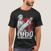 空道の武術 - 戦士と漢字デザイン Tシャツ (正面)