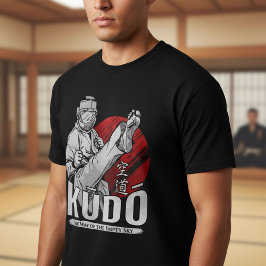 空道の武術 - 戦士と漢字デザイン Tシャツ