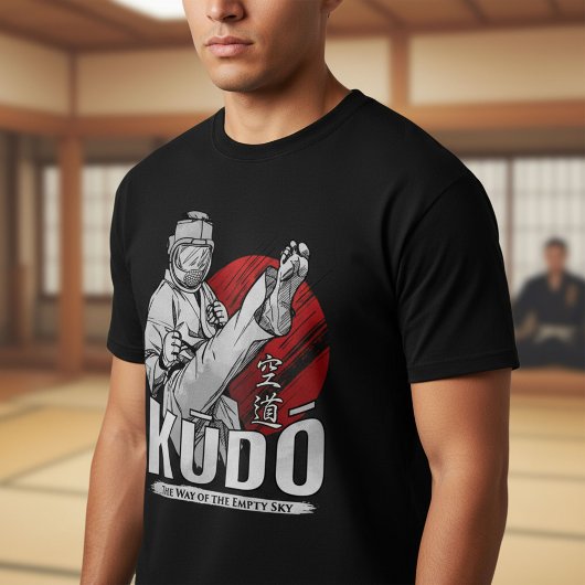 空道の武術 - 戦士と漢字デザイン Tシャツ