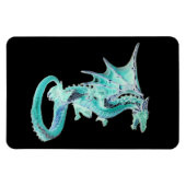 空青のドラゴン 幻想的なファンタジーアート マグネット (横)