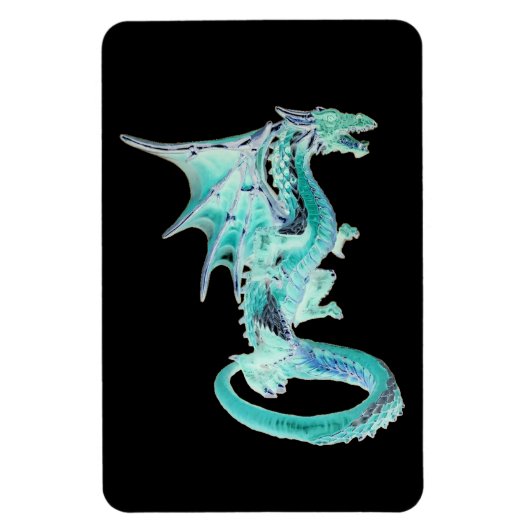 空青のドラゴン 幻想的なファンタジーアート マグネット (縦)