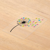空飛ぶかわいいクマのタンポポの花 アクリル招待状 (レイダウン)