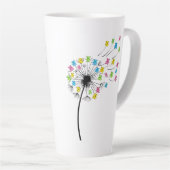 空飛ぶかわいいクマのタンポポの花 カフェラテマグ (右アングル)