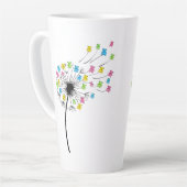 空飛ぶかわいいクマのタンポポの花 カフェラテマグ (左アングル)