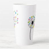 空飛ぶかわいいクマのタンポポの花 カフェラテマグ (正面)