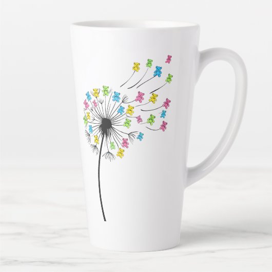 空飛ぶかわいいクマのタンポポの花 カフェラテマグ (右)