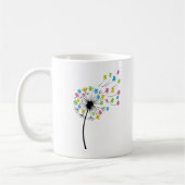 空飛ぶかわいいクマのタンポポの花 コーヒーマグカップ (左)