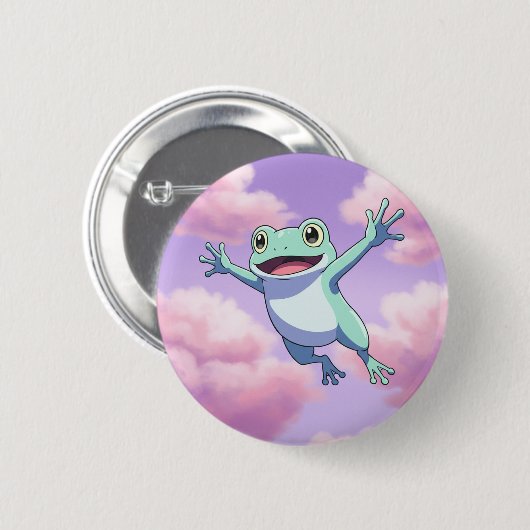 空飛ぶカエル 缶バッジ (正面&裏面)