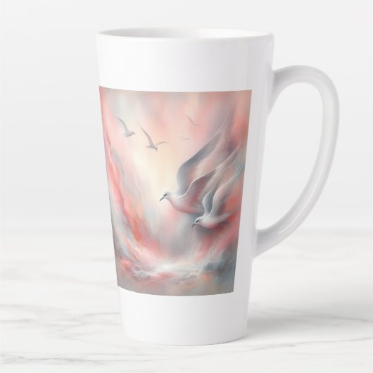 空飛ぶカモメのラテマグ 12 oz & 17 oz カフェラテマグ (右)