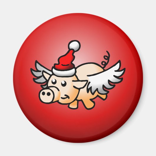 空飛ぶクリスマスピッグ マグネット (正面)