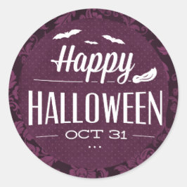 空飛ぶコウモリ ハッピーハロウィン ラウンドシール