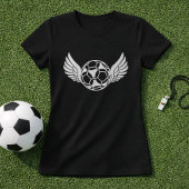空飛ぶサッカーボールアート;羽ばたくサッカーボールグラフィック Tシャツ