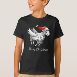 空飛ぶサンタのクリスマス羊 Tシャツ