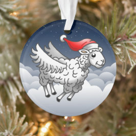 空飛ぶサンタクロースのクリスマス羊 オーナメント