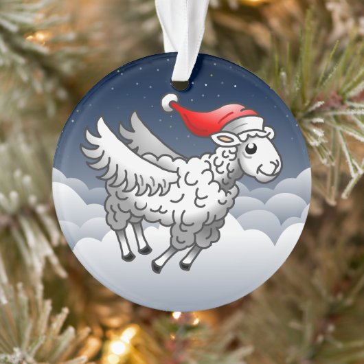 空飛ぶサンタクロースのクリスマス羊 オーナメント (ツリー)