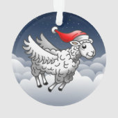 空飛ぶサンタクロースのクリスマス羊 オーナメント (裏面)