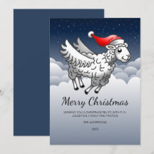 空飛ぶサンタクロースのクリスマス羊