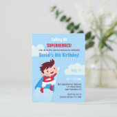 空飛ぶスーパーヒーローの少年 キッズ 誕生日パーティー 招待状 (スタンド正面)