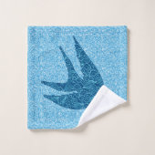 空飛ぶツバメ、コバルトブルーと淡い青 バスタオルセット (ウォッシュタオル)