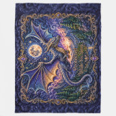 空飛ぶドラゴン 青紫 睡眠中も守ります フリースブランケット (正面)