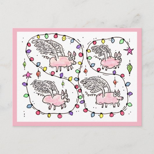 「空飛ぶフューチャーベーコン」ホリデー ポストカード (正面)