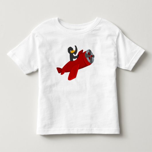 空飛ぶペンギンのキャラクター 子供Tシャツ トドラーTシャツ (正面)