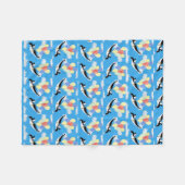 空飛ぶペンギンのテディベア フリースブランケット (正面(横))