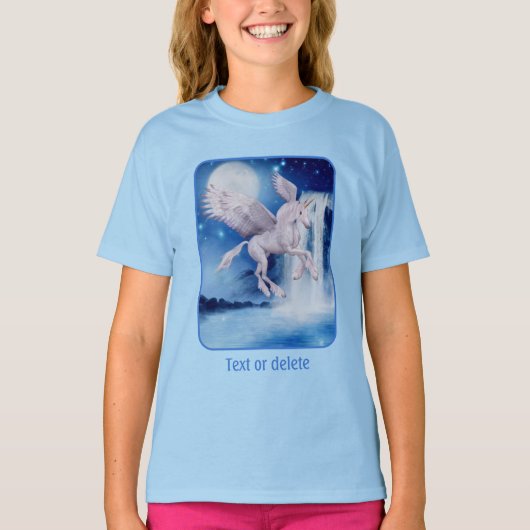 空飛ぶユニコーンの滝幻想ホースアート Tシャツ (正面)