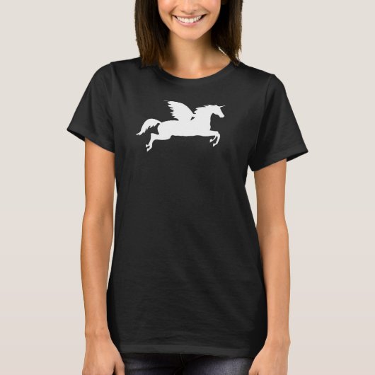 空飛ぶユニコーン翼のある馬 Tシャツ (正面)