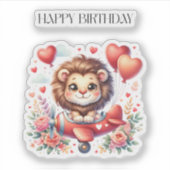 空飛ぶライオンの誕生日 シール (正面)
