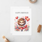 空飛ぶライオンの誕生日 ノートカード (正面/裏面インサイチュ)
