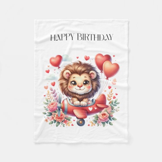 空飛ぶライオンの誕生日 フリースブランケット (正面)