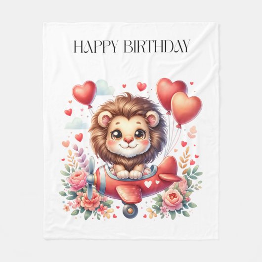 空飛ぶライオンの誕生日 フリースブランケット (正面)