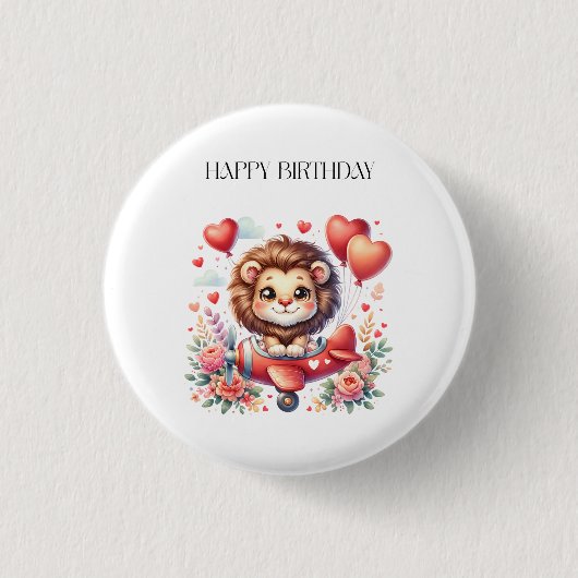 空飛ぶライオンの誕生日 缶バッジ (正面)