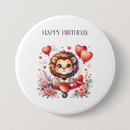 空飛ぶライオンの誕生日 缶バッジ (正面)