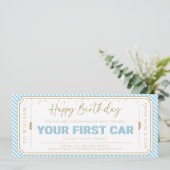 空飛ぶ初車の誕生日ギフト券カード 招待状 (スタンド正面)