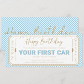 空飛ぶ初車の誕生日ギフト券カード 招待状 (正面/裏面)
