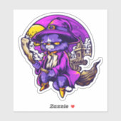 空飛ぶ子猫の魔女イラスト シール (シート)