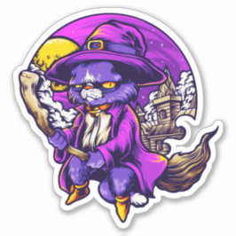 空飛ぶ子猫の魔女イラスト シール